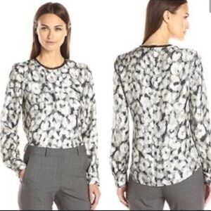 Theory Black and White Floral Blouse